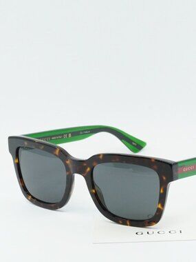 Gucci GG0001SN 003 Men Sunglasses Havana Square Frame, Grey Lenses